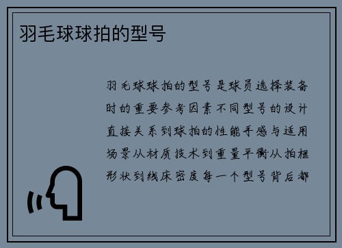 羽毛球球拍的型号